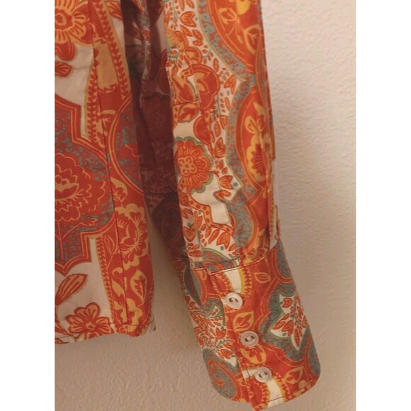 Robert Graham Knowledge Wisdom Truth Orange Paisley Button-Down Women's Sz M - Picture 10 of 15